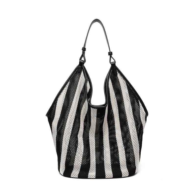 Shopper Tote Canvas - Bolso Tote Grande a Rayas Tejido