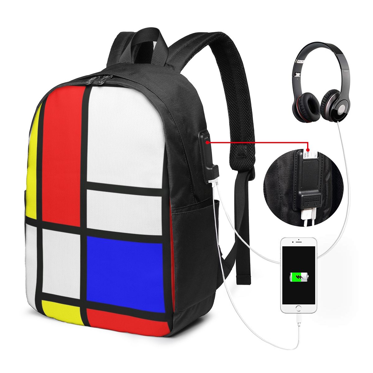 Women Bags College - Mochila Piet Mondrian Composition, bolsa de