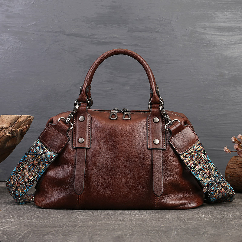 Doctor Bag Leather - Johnature-Bolso informal de cuero genuino para