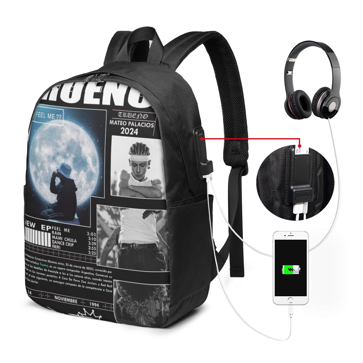Women Bags College - Mochila divertida de Trueno Hip Hop