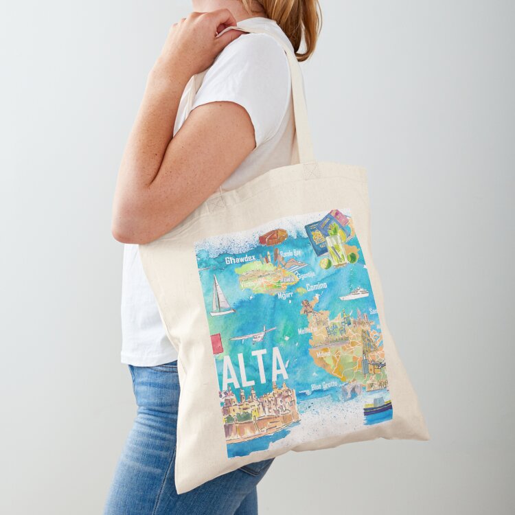 Bolsa de Lona con Mapa Ilustra - Women Bags Malta reseña y precio