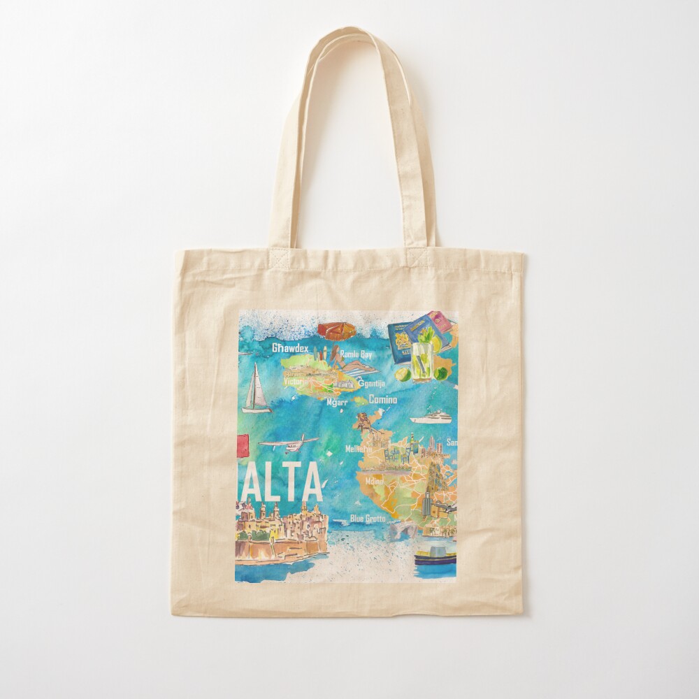 Bolsa de Lona con Mapa Ilustra - Women Bags Malta reseña y precio