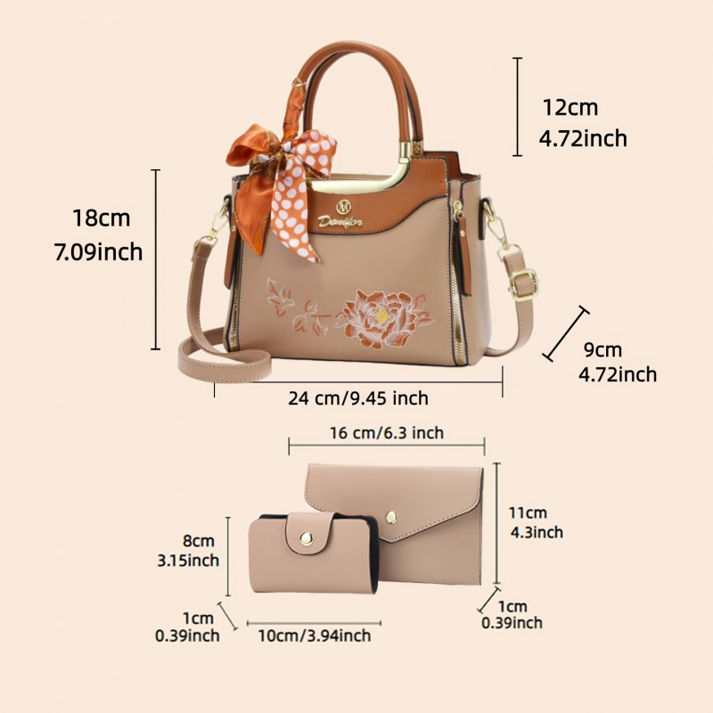 Conjunto de 3 bolsos bordados  - Women Bags For Office Use reseña y precio