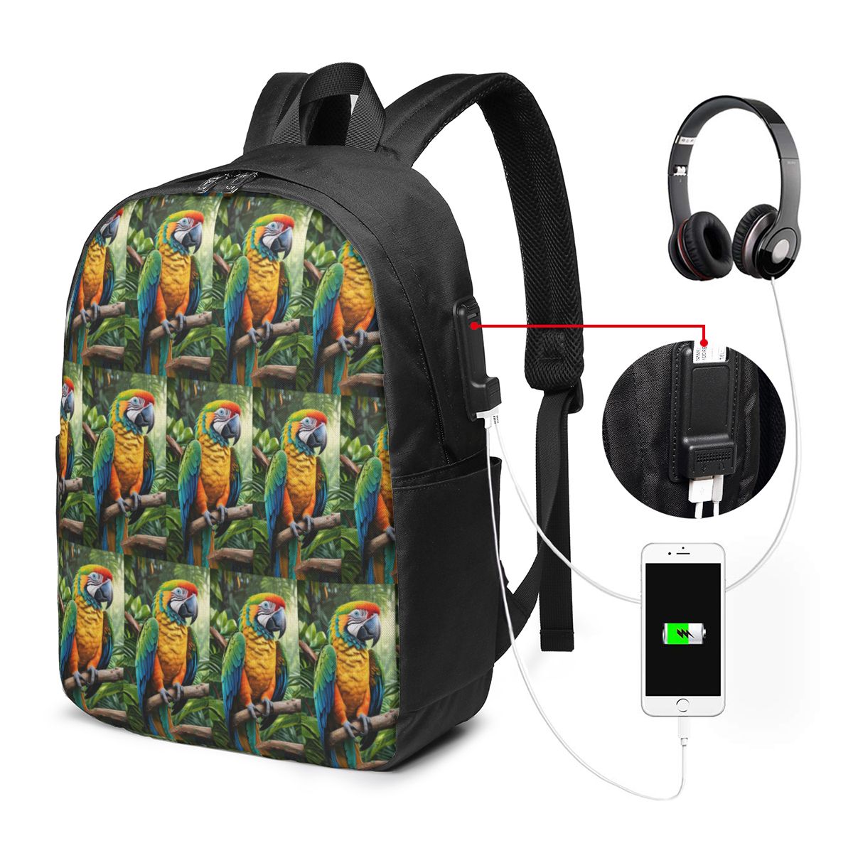 Mochila con diseño de loros ma - Women Bags College reseña y precio